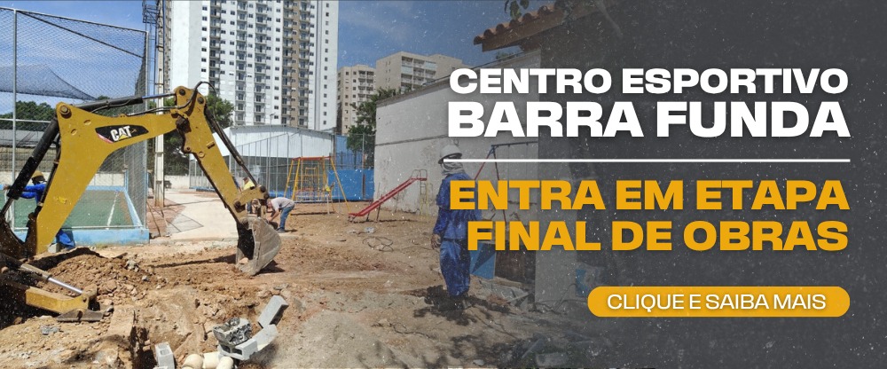 Na imagem, banner home de divulgação da fase final das obras do CE Barra Funda.