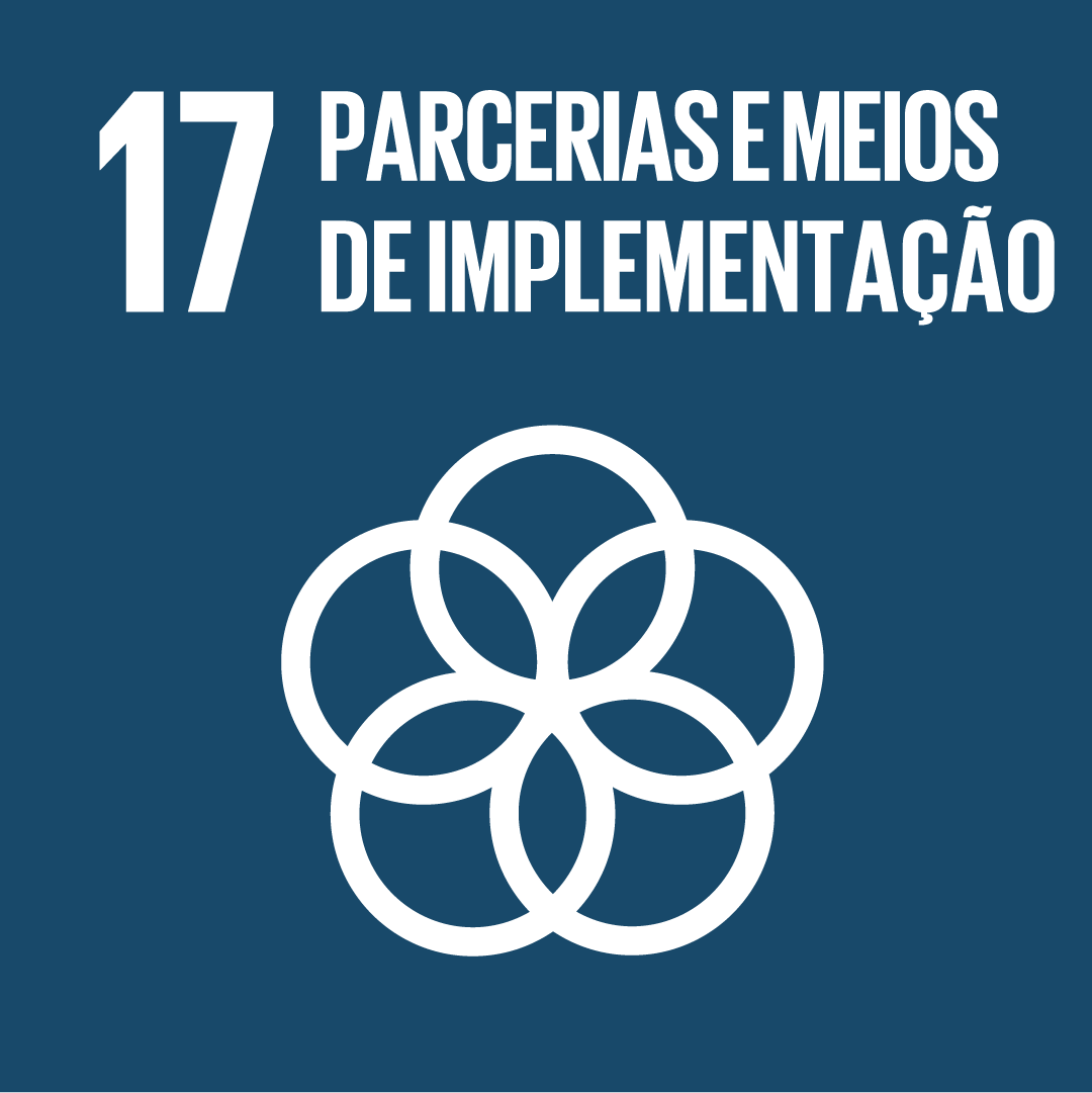 A imagem mostra o ícone da ODS 4 “educação de qualidade”, representada por um ícone vermelho, com o desenho branco de um caderno e uma caneta
