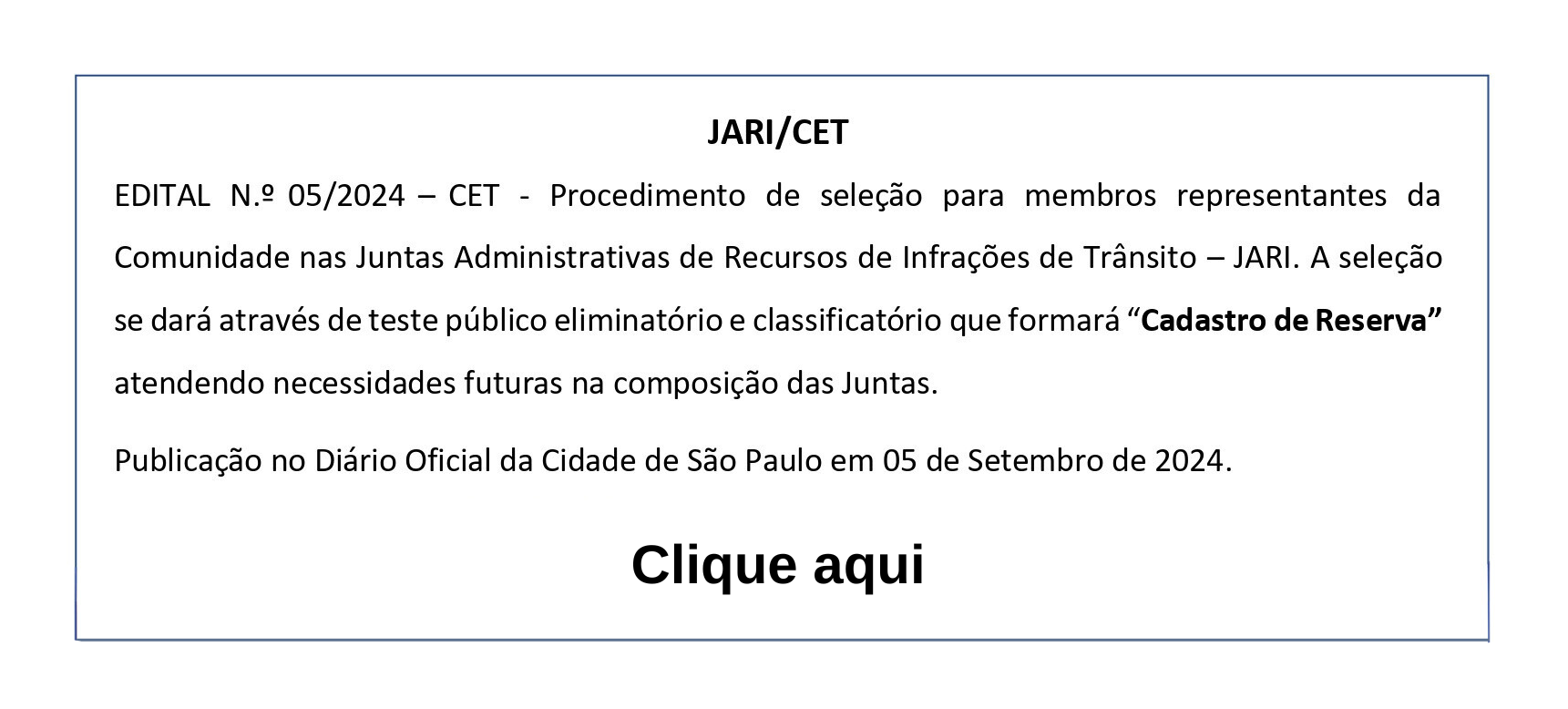 Link que vai para o Edital nº 05/2024 da CET